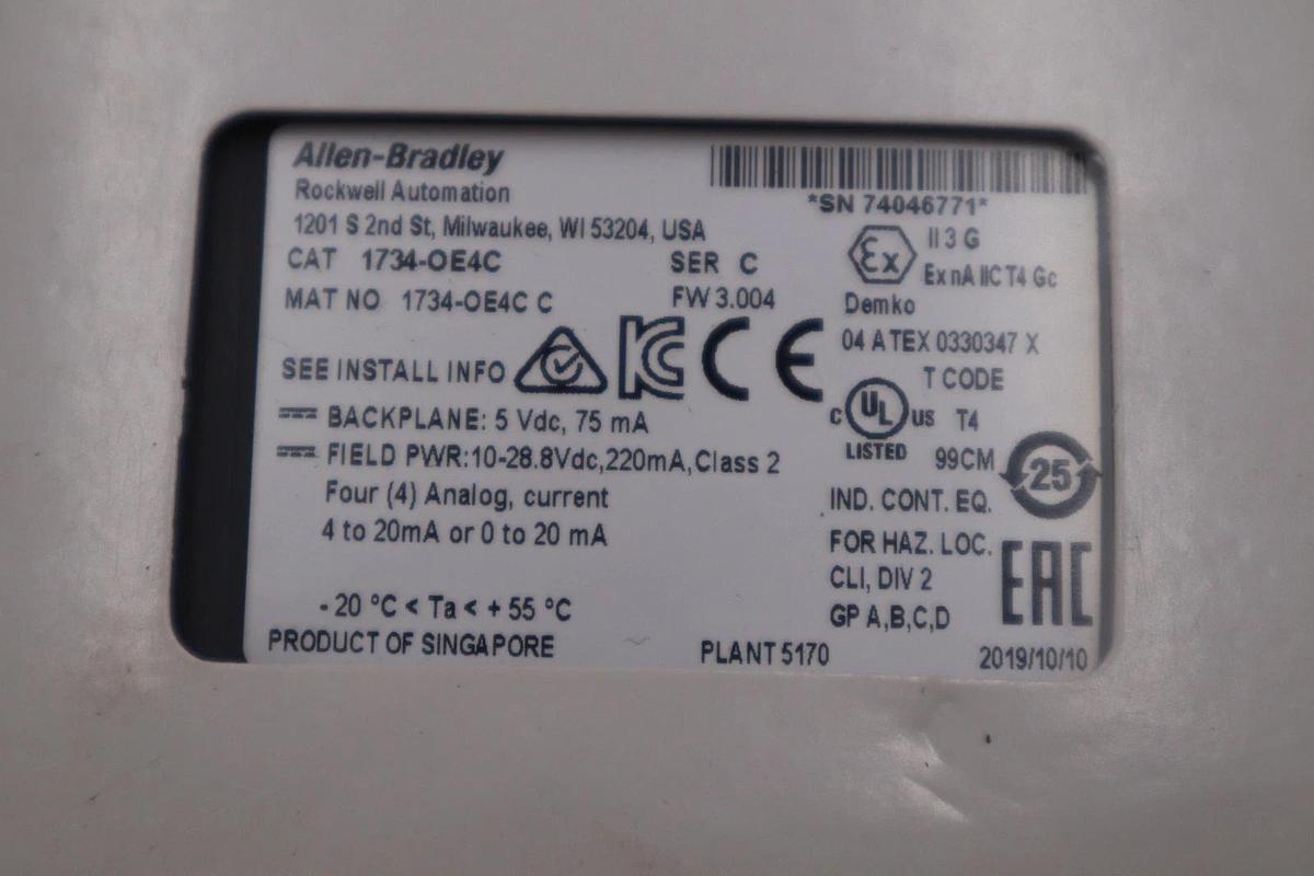 Used NEW Allen-Bradley 1734-OE4C Analog Output Module STOCK H1200A