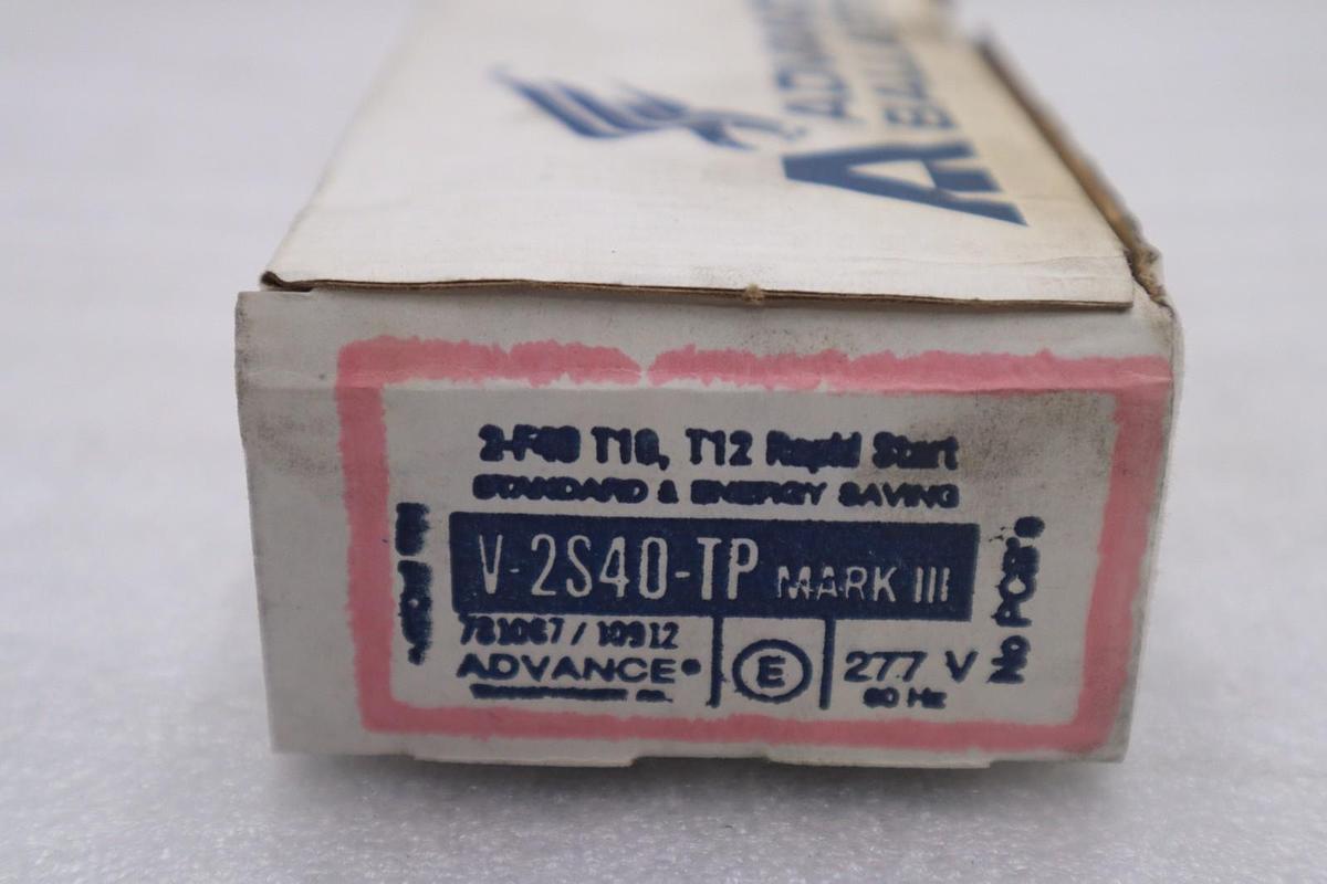 Used LOT OF 4 -- NEW Advance V-2S40-1-TP Mark III Rapid Start Ballast 277V STK 4543