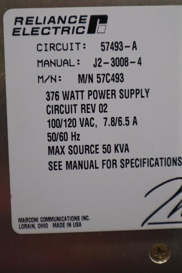 Used ABB Reliance Electric 57C493 Automax 376W Power Supply *NEW* STOCK G328