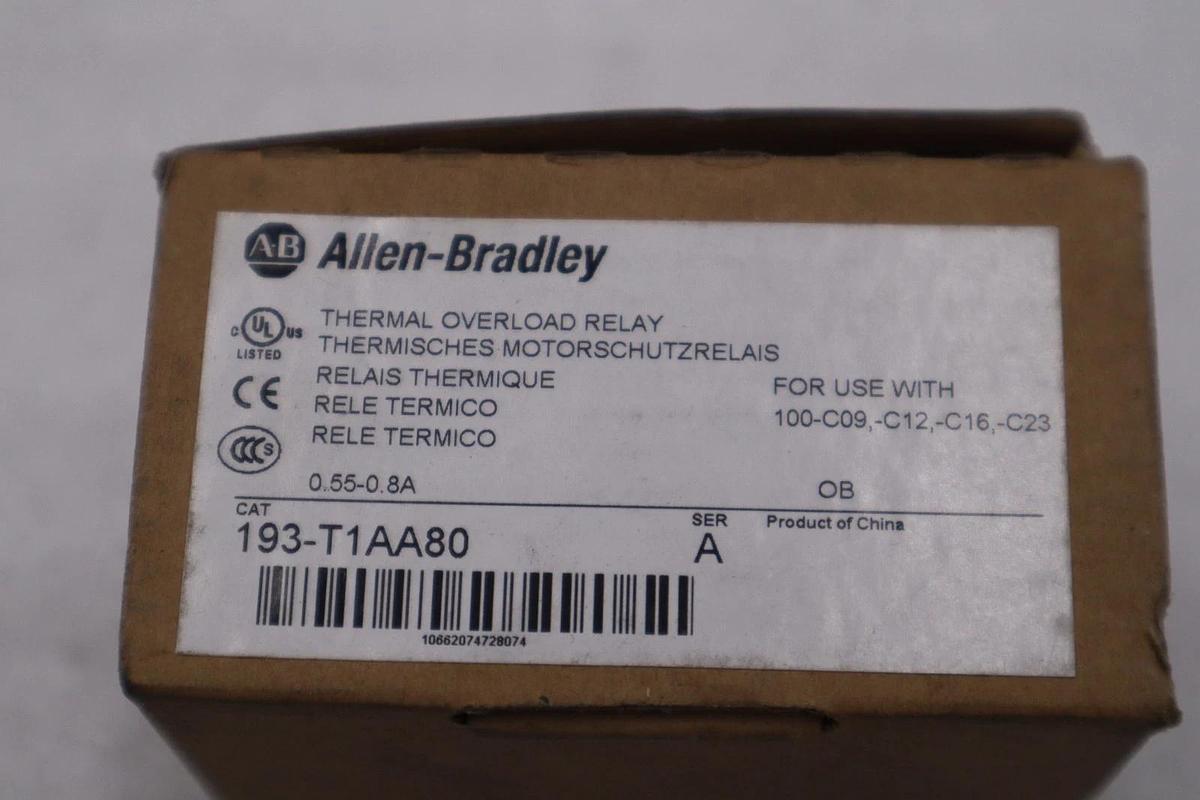NEW OPEN BOX AB 193-T1AA80 ALLEN BRADLEY OVERLOAD RELAY 0.55-0.80A STK K2106CC
