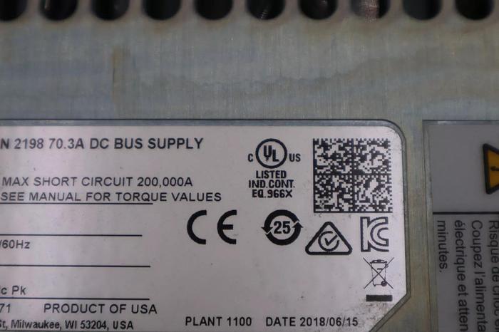 Used ALLEN BRADLEY 2198-P070 / 2198P070 USED BUS SUPPLY KINETIX 5700 STOCK 5702