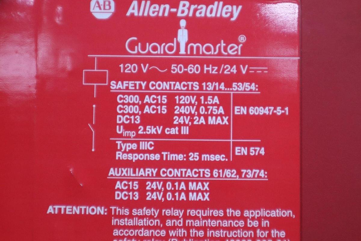AB Allen-Bradley 440R-ZBR520AZ1 Guard Master Safety Relay STK GF120A