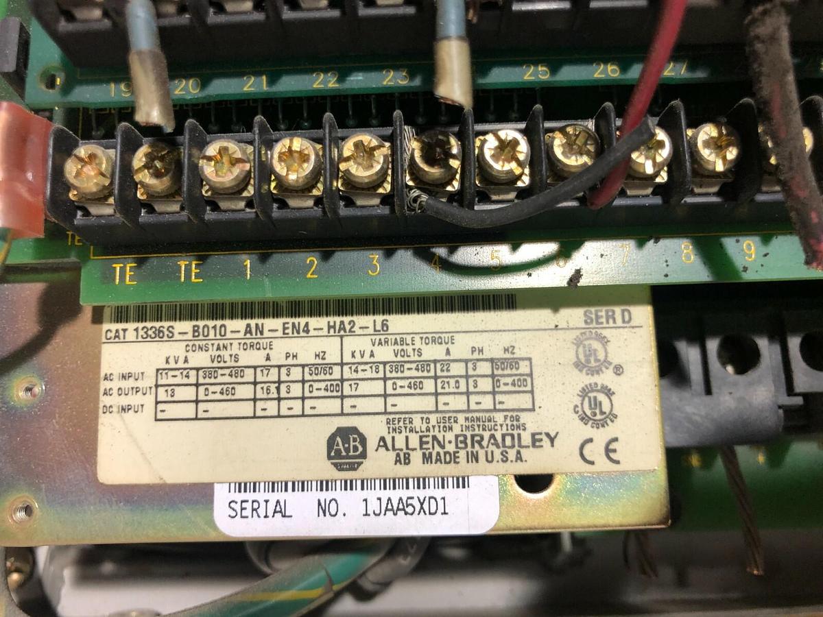 Used ALLEN BRADLEY 1336S-B010-AA-EN-GM1-HA2-L6 DRIVE SER D STOCK SK006