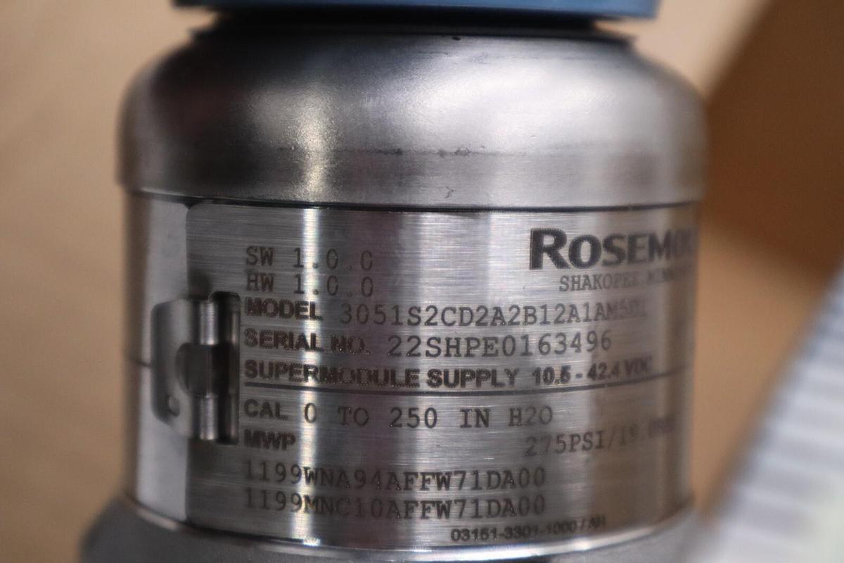 Used Rosemount 3051S / 3051S2CD2A2B12A1M501 W/ DP0001-3015-56 Transmitter NEW #G262A