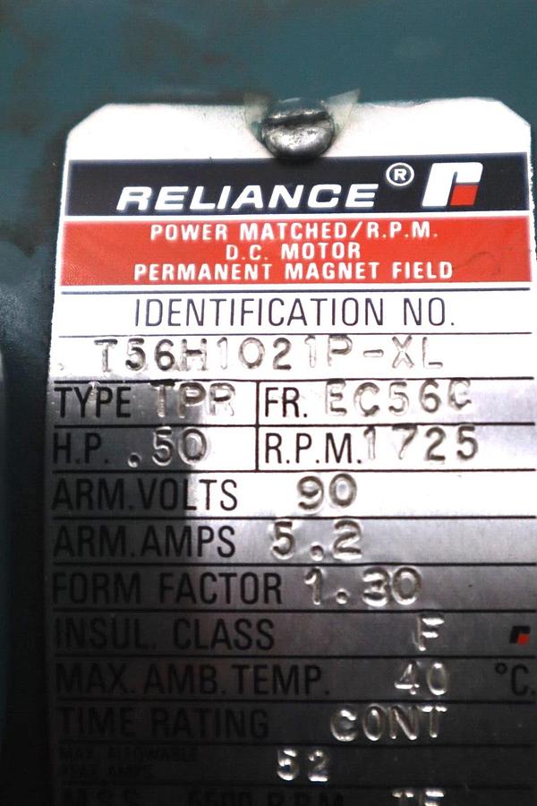 Used RELIANCE T56H1021P-XL ELECTRIC MOTOR .50 HP STOCK #M-25