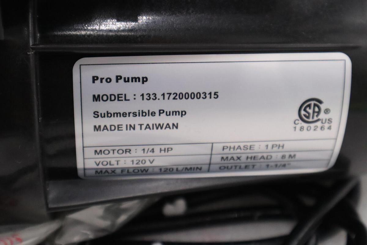PRO PUMP Submersible Pump 1/4 HP 120 Volt 133.1720000315 STOCK H417
