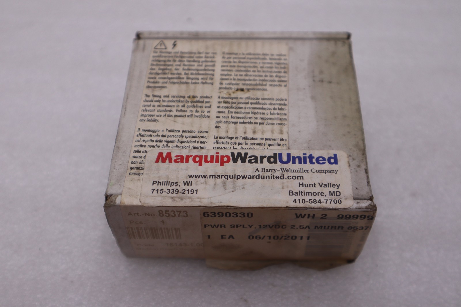 Used MURR ELEKTRONIK 12V DC 2.5amp 85373 NEW OPEN BOX STK K1210A