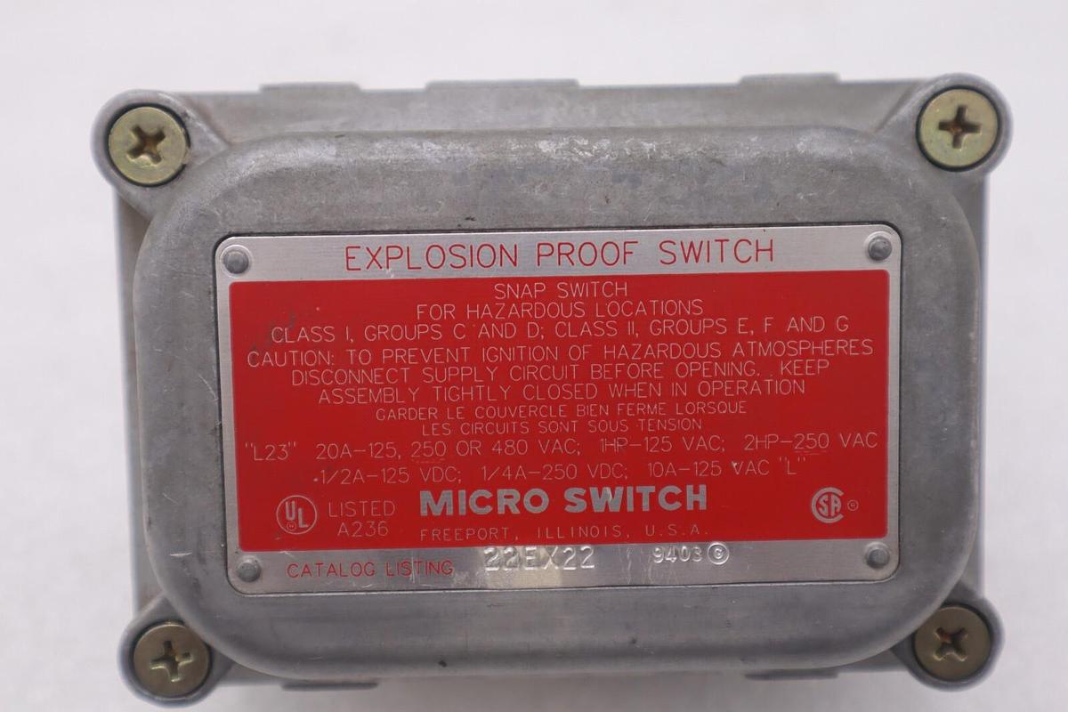 Used Micro Switch 22EX22 Explosion Proof Snap Switch Side Plunger STOCK K-3641