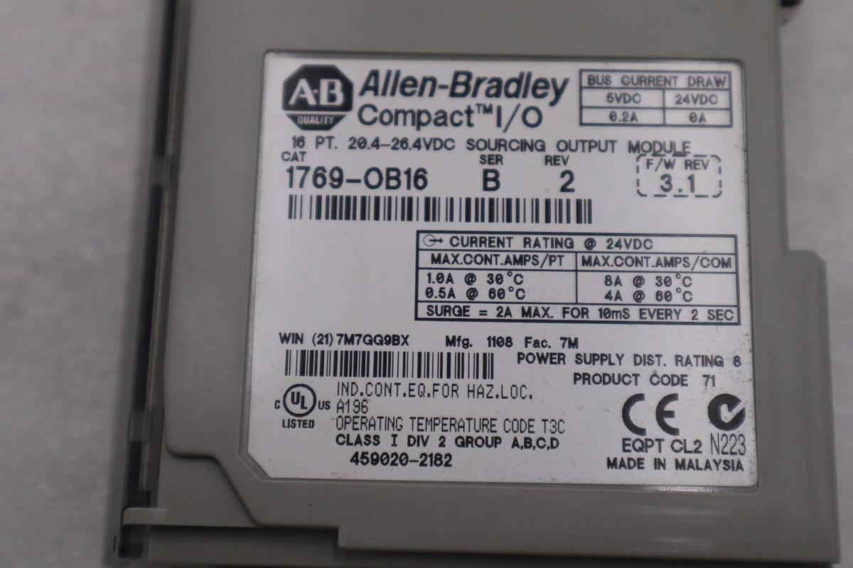 Used Allen Bradley 1769-OB16 SERIES B OUTPUT MODULE 1769-OB16 STOCK L-700C