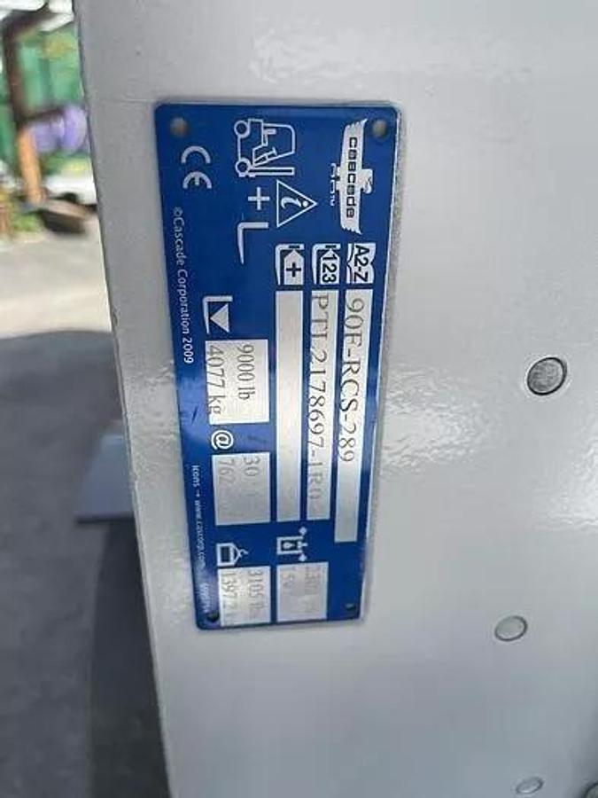 Used 12,000 POUND HYSTER MODEL S120FTPRS ENCLOSED CAB ROLL CLAMP FORKLIFT MFG. 2017