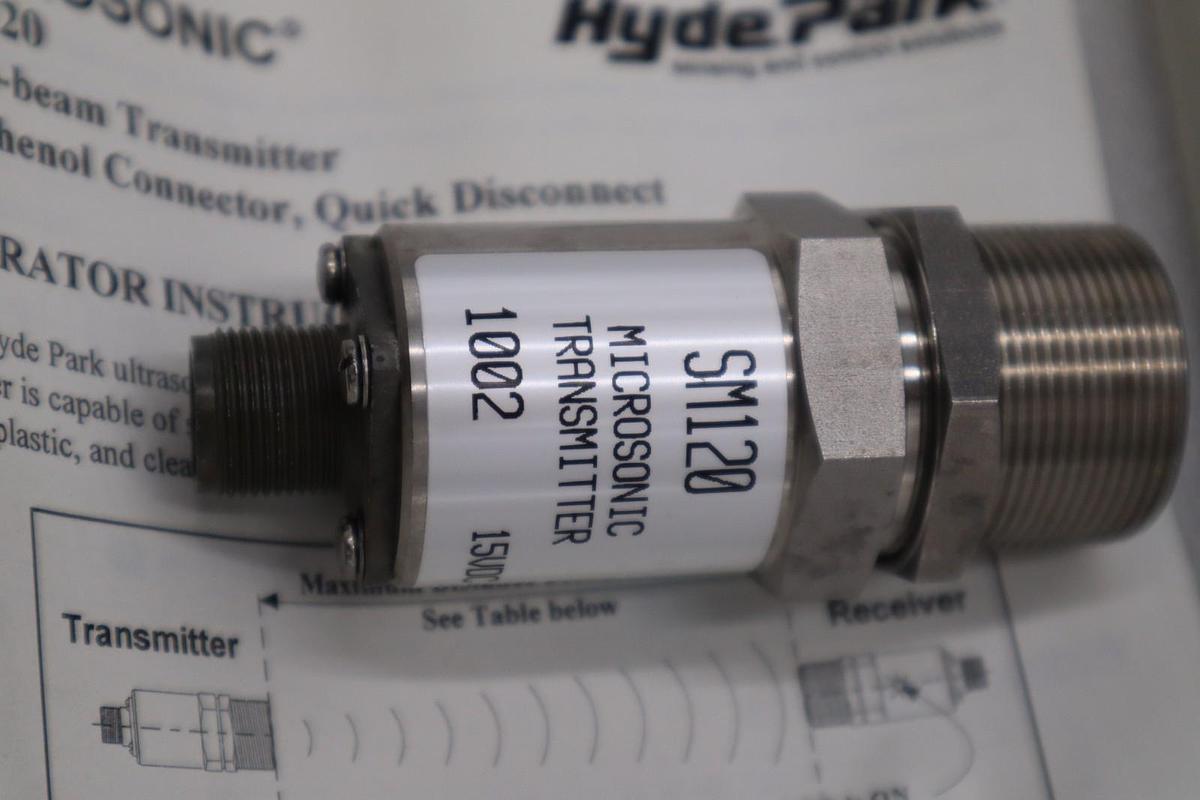 SCHNEIDER ELECTRIC SM120 THRU BEAM TRANSMITTER 15 VDC 60 MA MICROSONIC #H756A