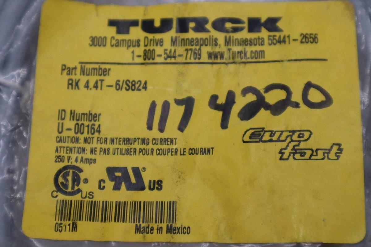 Used Turck RK 4.4T-6/S824 NEW CABLE STOCK H1678
