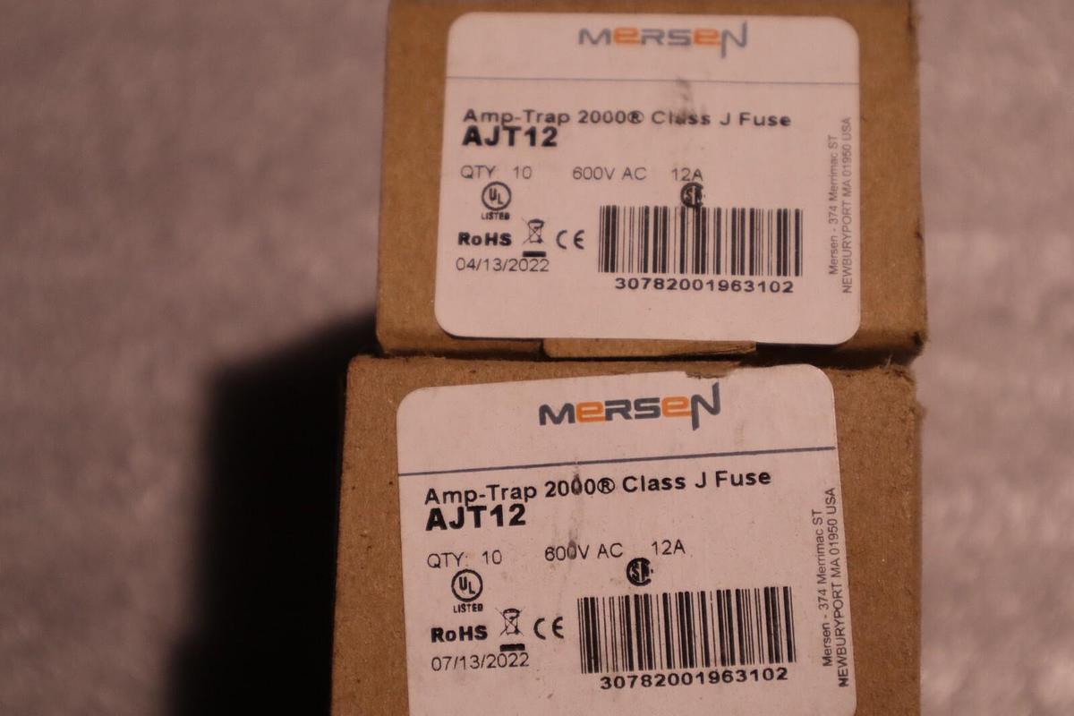 MERSEN FERRAZ SHAWMUT AJT12 12AMP 600V CLASS J TIME DELAY FUSE QTY 10 STOCK 5821