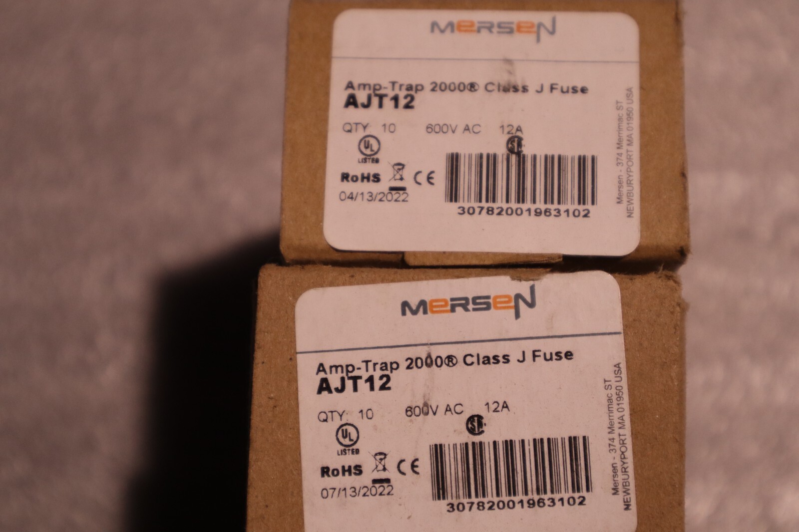 MERSEN FERRAZ SHAWMUT AJT12 12AMP 600V CLASS J TIME DELAY FUSE QTY 10 STOCK 5821