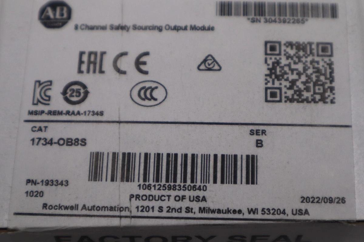 Used New Sealed Allen-Bradley 1734-OB8S Safety Output Module #L-608C