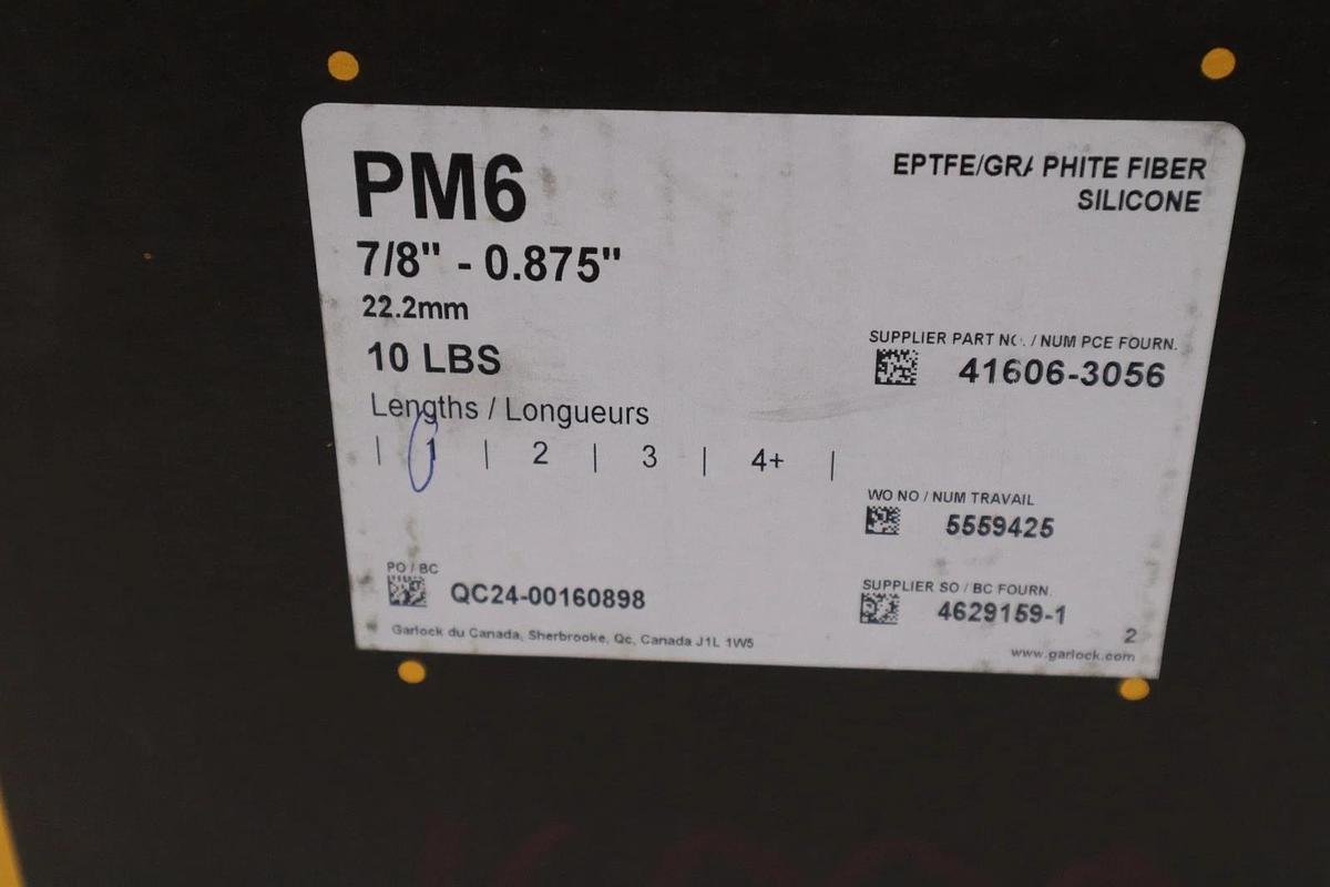 Used GARLOCK Packmaster 6 PM6 7/8 Inch 10 lbs Graphite Fiber Silicone - STOCK GF857