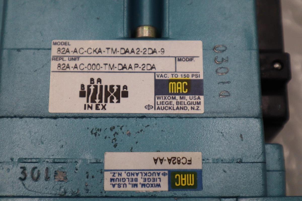 Used MAC 82A-AC-CKA-TM-DAA2-2DA-9 SOLENOID VALVE 82 SERIES 4-WAY STOCK H1459
