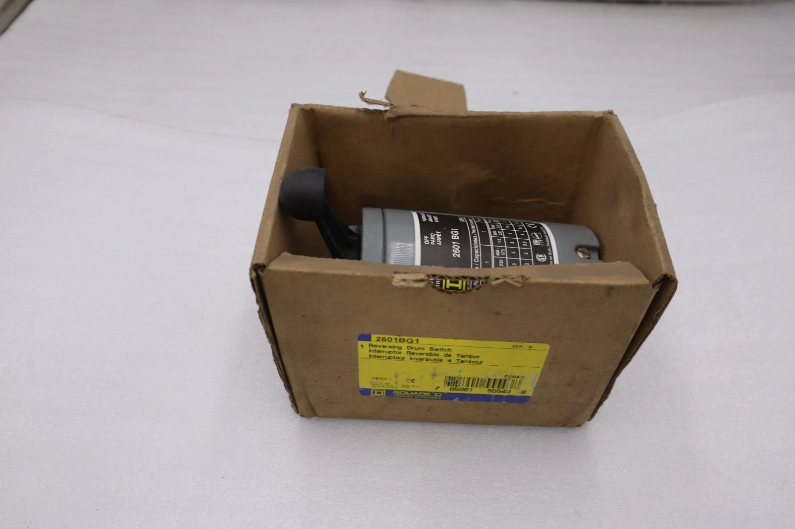 NEW OPEN BOX Square-D 2601BG1 Manual Reversing Drum Switch 600VAC STK GF117A