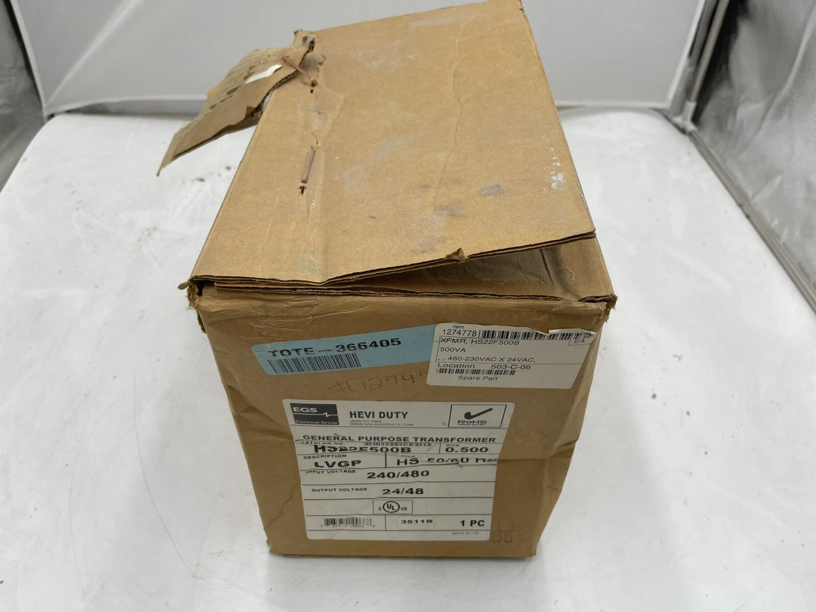 Used EGS Hevi Duty HS22F500B Control Transformer 500 VA .500 KVA STOCK 1488