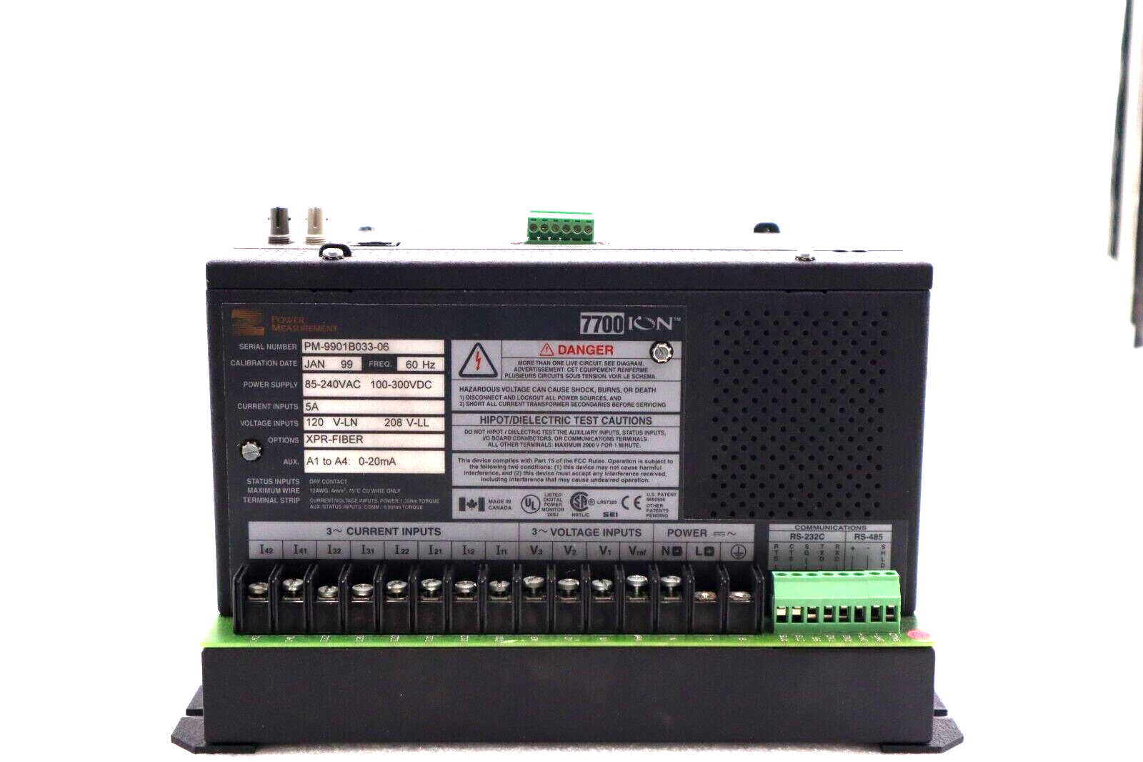 Used POWER MEASUREMENT 9901B03306 7700 ION 85-240VAC STOCK #L-429