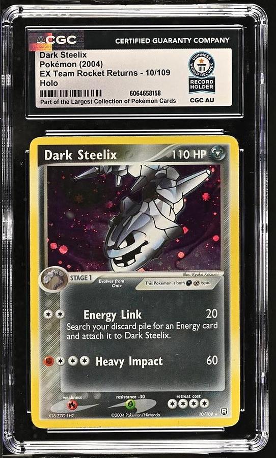 Used 2004 POKEMON EX TEAM ROCKET RETURNS #10 DARK STEELIX-HOLO CGC WORLD RECORD 1/1