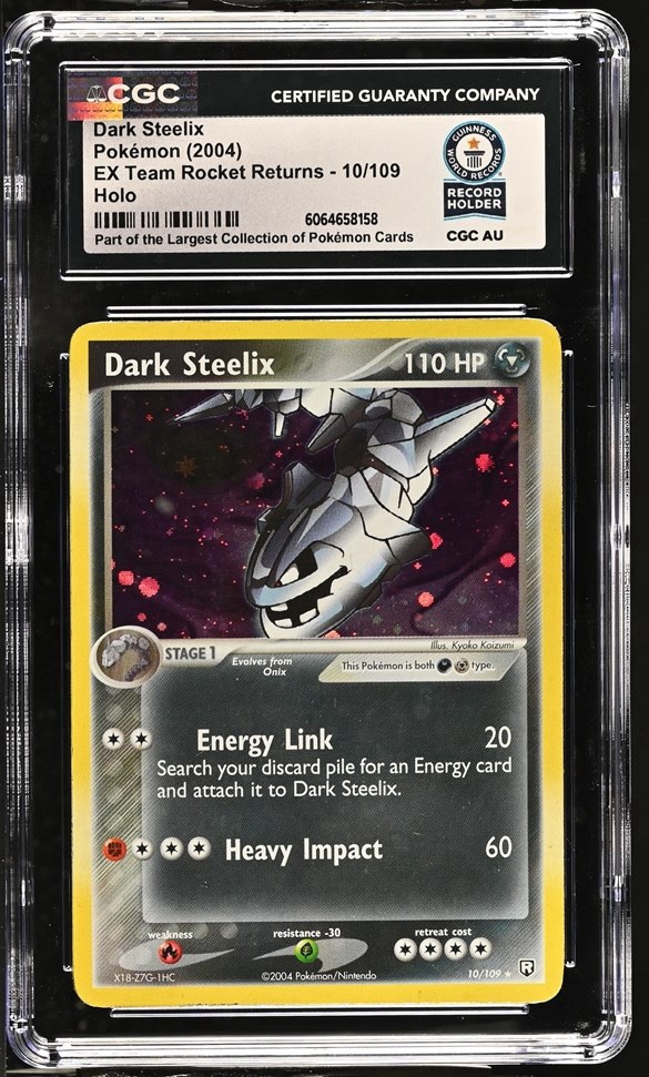 Used 2004 POKEMON EX TEAM ROCKET RETURNS #10 DARK STEELIX-HOLO CGC WORLD RECORD 1/1