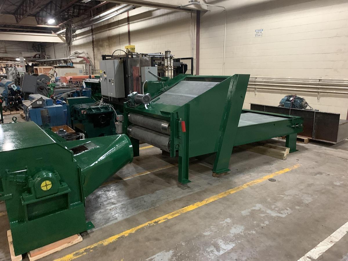 Used 60" WIDE MAREN PINCH BELT CONVEYOR SHREDDER 50 HP BOX FLATTENING SHREDDER