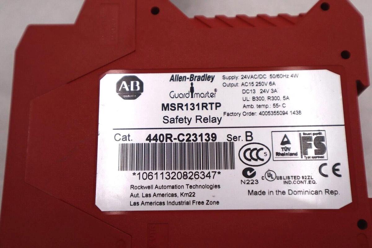 Used ALLEN BRADLEY MSR131RTP 440RC23139 SAFETY RELAY SER B 24V #L-390