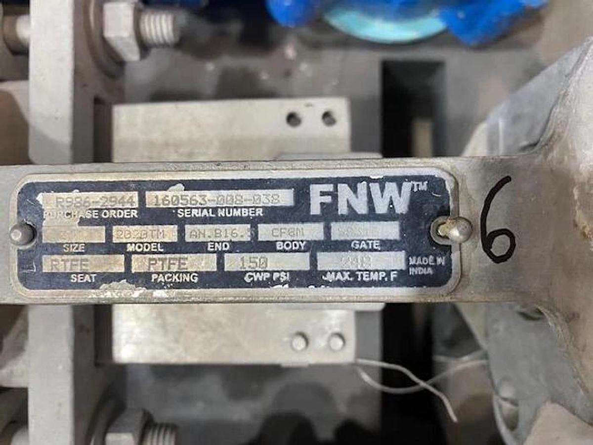 Used FNW MODEL 2020TN 3" SLIDE GATE KNIVE VALVE