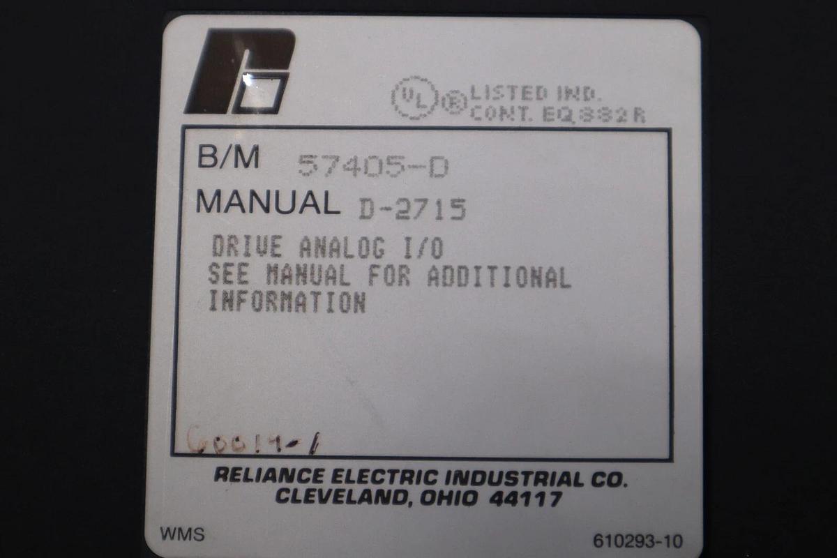Used Reliance Electric 57405-D Drive Analog I/O Module PLC AutoMax STOCK G295