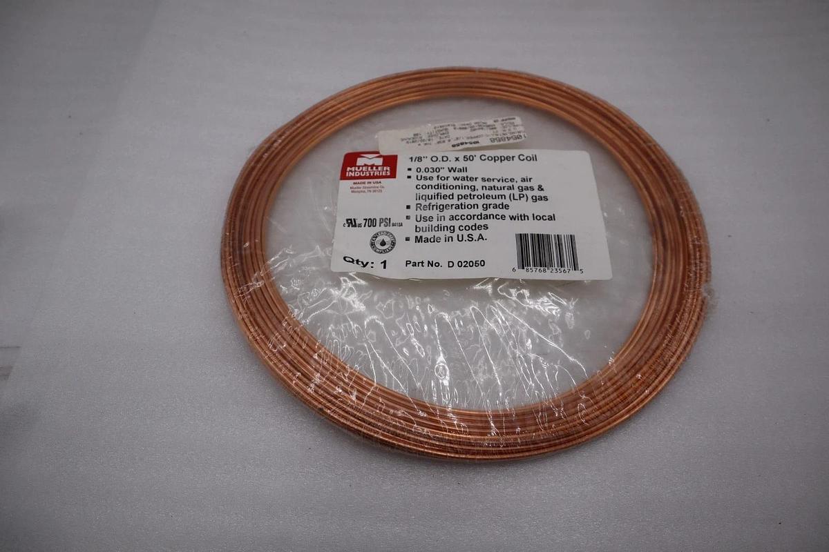 Used NEW Mueller D02050 Copper Coil 1/8OD .030"  B280 700 PSI 50' STK H342