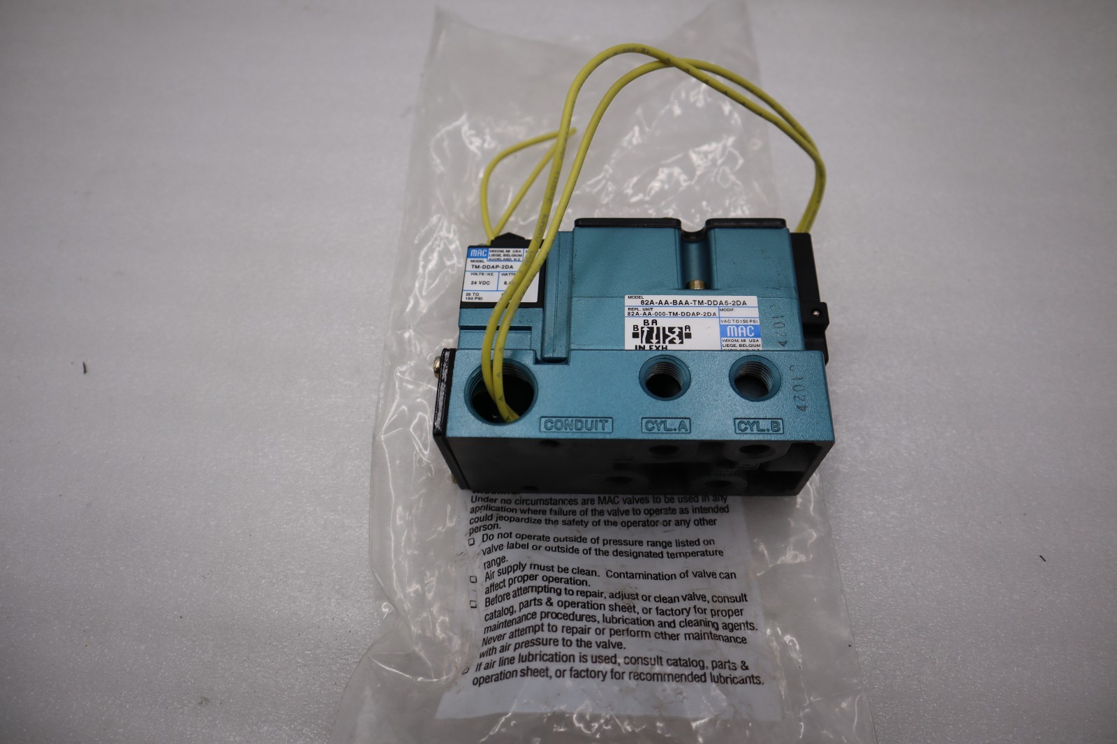 NEW MAC VALVES 82A-AA-BAA-TM-DDA5-2DA SOLENOID VALVE 82 SERIES 4-WAY STK H1462