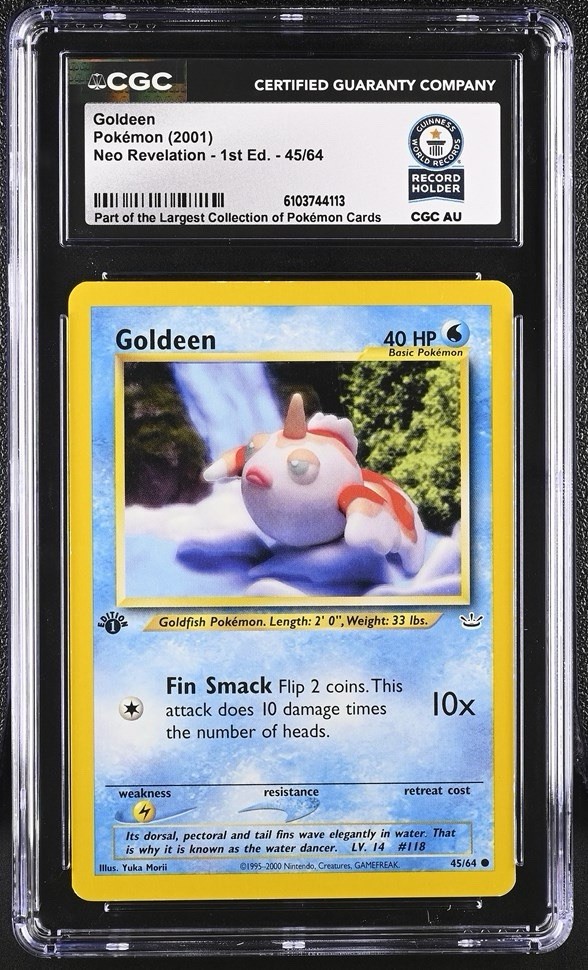Used 2001 Pokemon Neo Revelation 1st Edition Goldeen 45/64 CGC WORLD RECORD 1/1