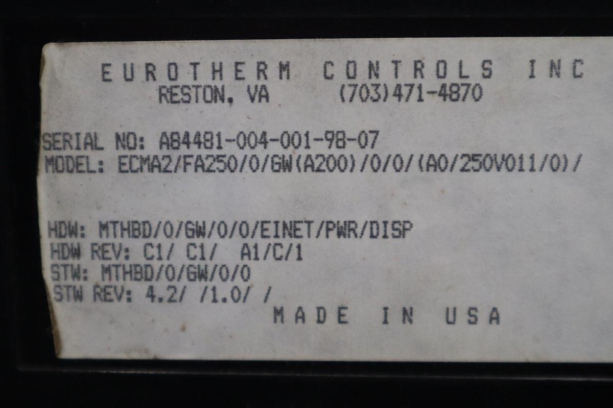 Used INVENSYS ECMA2/FA250/0/GW/A200/0/0/A0/250V011/0)/ STOCK 508-B