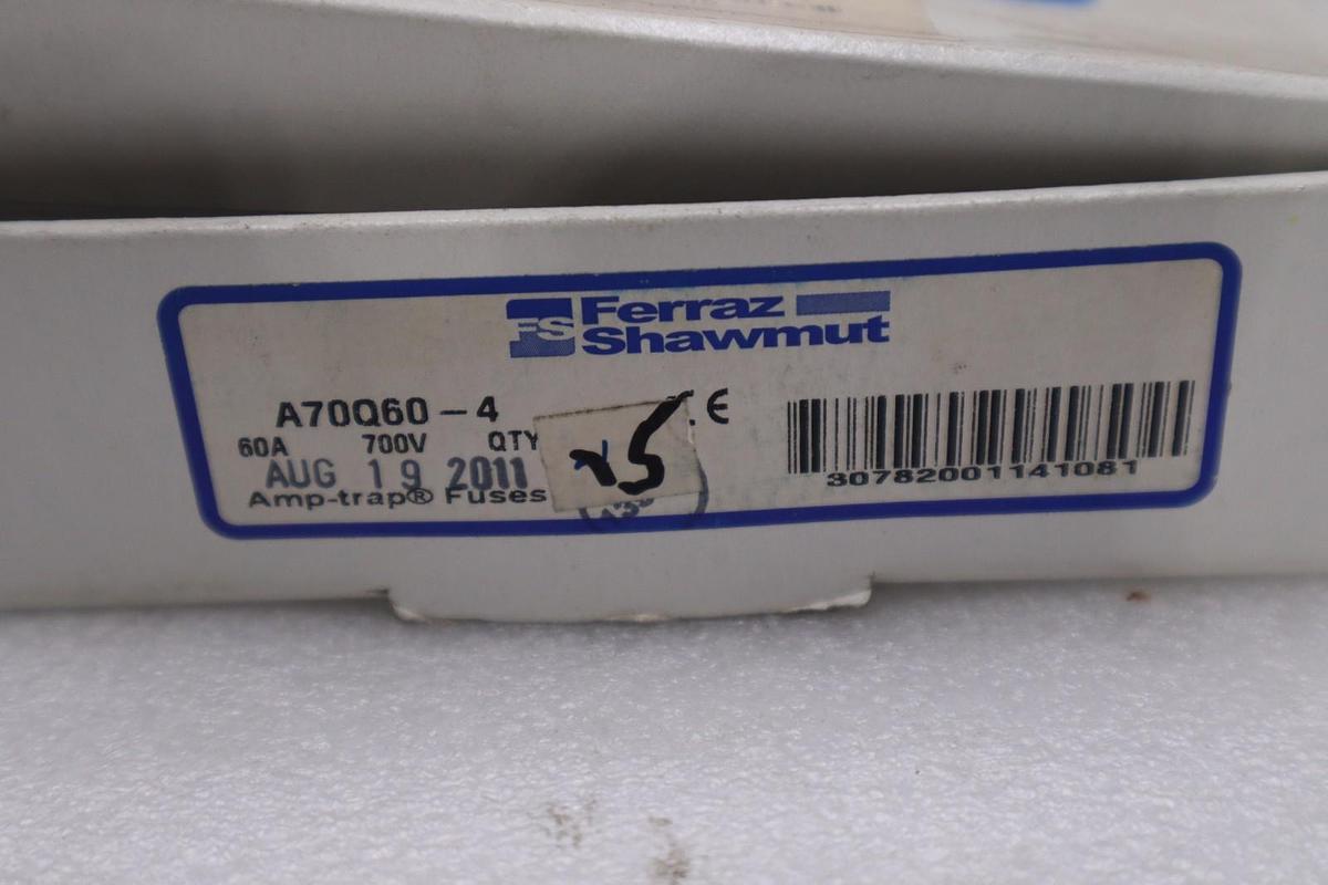 Used NEW BOX OF 5 FERRAZ SHAWMUT 60A 700V SEMICONDUCTOR FUSE A70P60-4 STOCK GF-634A
