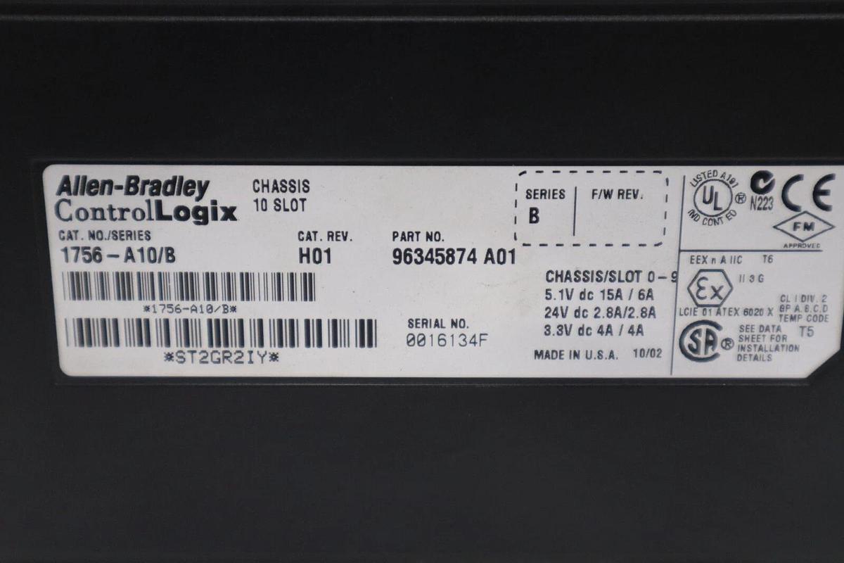 Used Allen-Bradley 1756-PA72/ 1756-A10 ControlLogix AC Power Supply STOCK 3993-A