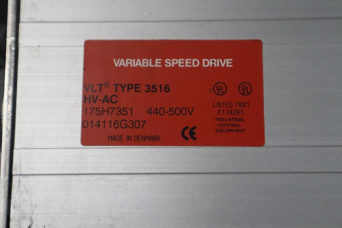 Used Danfoss VLT 3500 Type 3516 Adjustable Frequency Drive 175H7351 15HP STK 801A