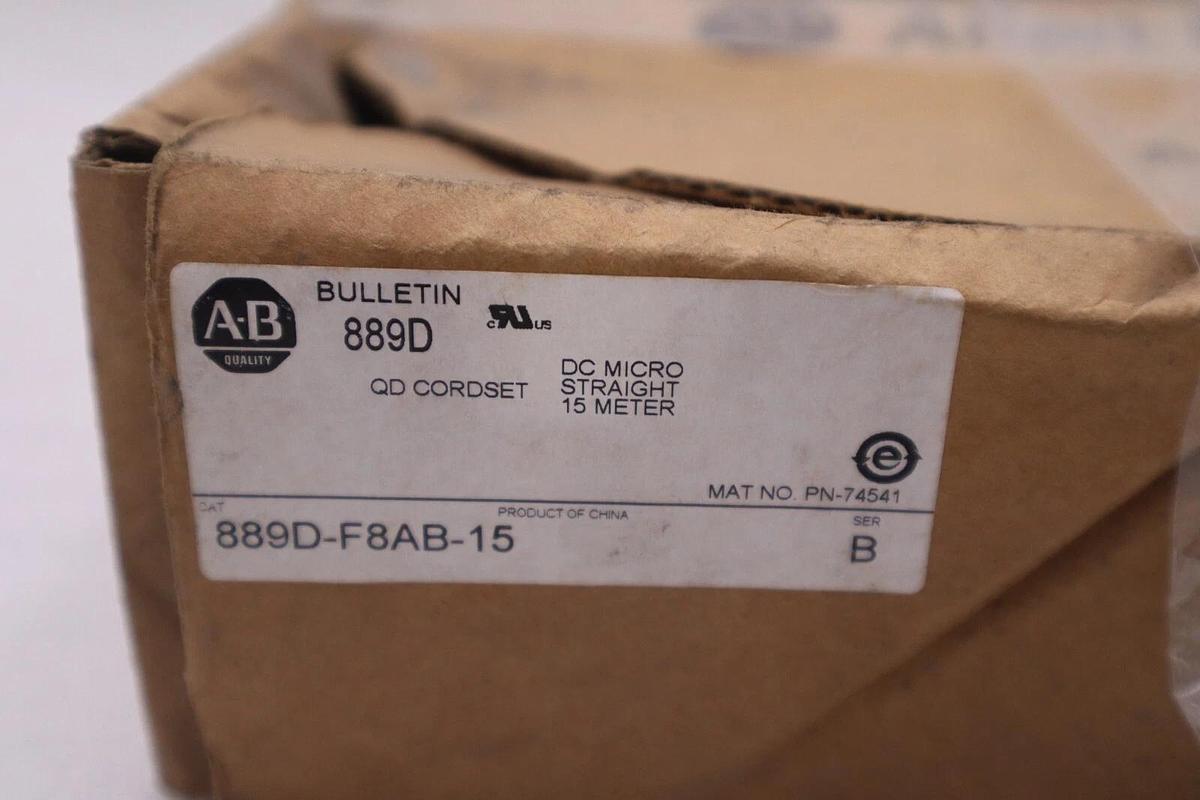 Used NEW Allen Bradley 889D-F8AB-15 Ser. B Straight DC Micro Cable Female STOCK H198