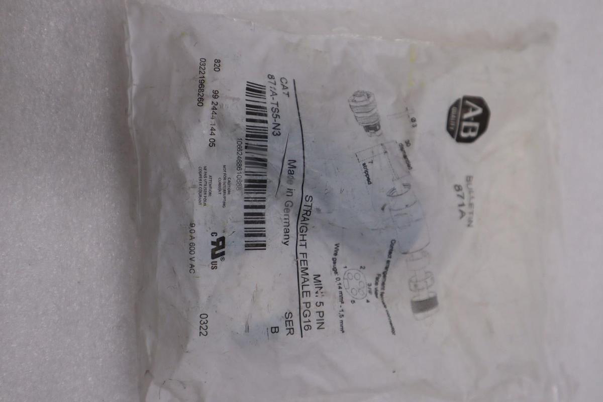Allen Bradley 871A-TS5-N3 TERMINAL CHAMBER MINI STRAIGHT FEMALE STOCK H1613A