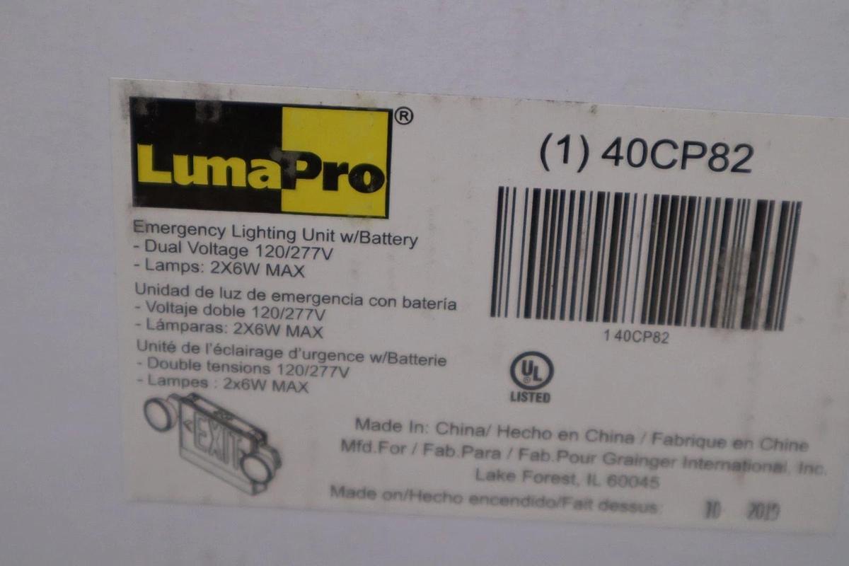 Used LUMA PRO 40CP82 Exit Sign Emergency Lights - NEW IN BOX - STOCK 3117CC