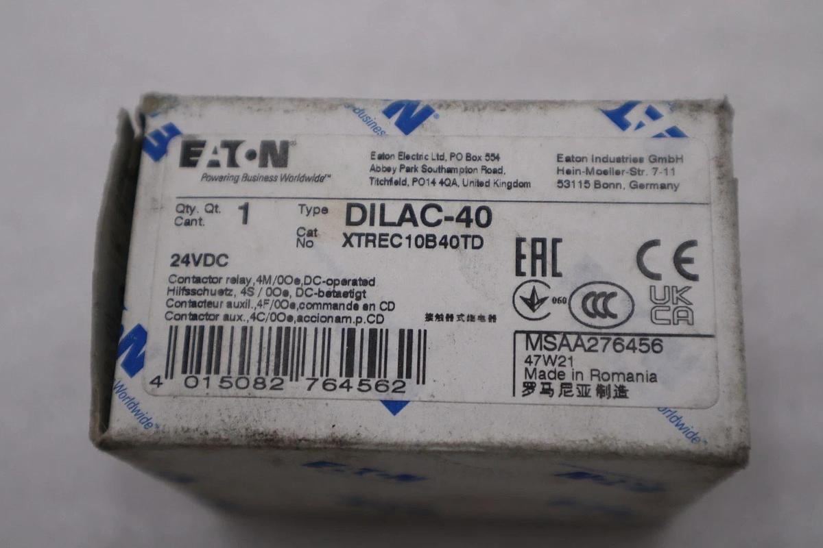 NEW OPEN BOX EATON DILAC-40 XTREC10B40TD Contactor 24VDC Series STK H1059A