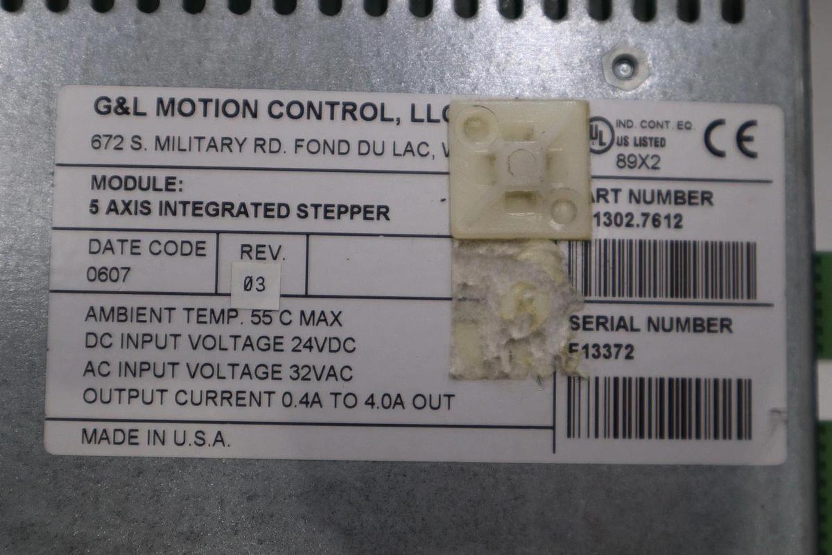 Used G & L MOTION CONTROL M.1302.7612 5-Axis Integrated Stepper 32Vac STOCK 6022