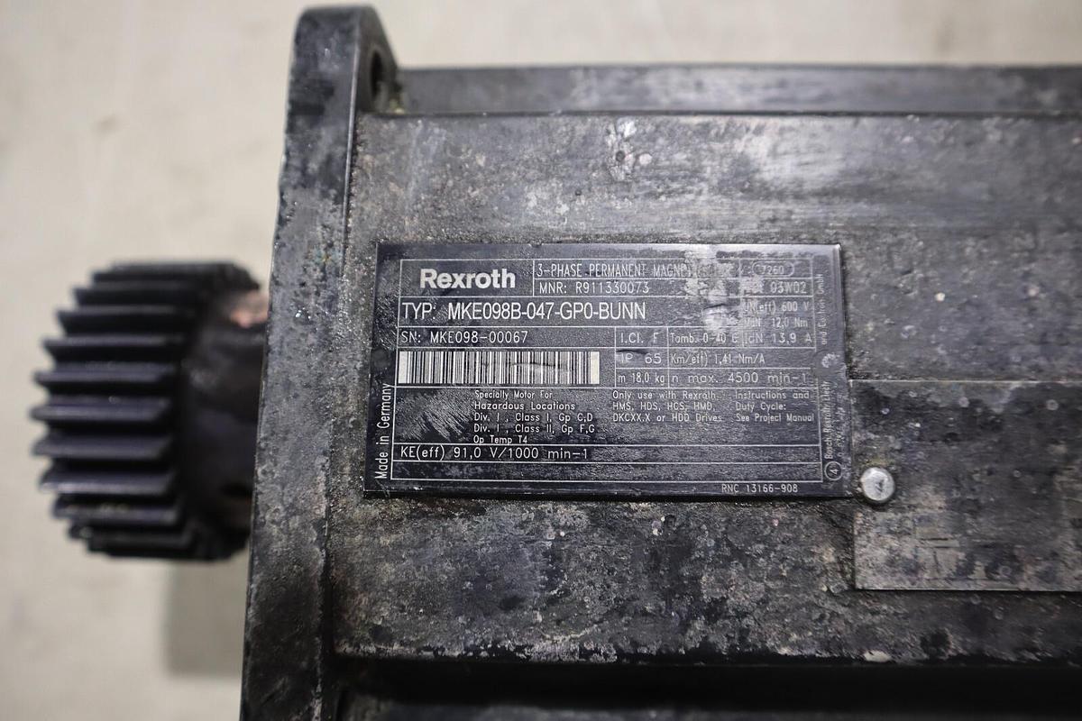 Used REXROTH MKE098B-047-GP0-BUNN / R911330073 HAZARDOUS LOCATION SERVO MOTOR #S-667
