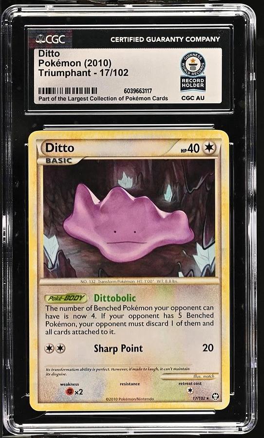Used 2010 POKEMON HEARTGOLD & SOULSILVER TRIUMPHANT #17 DITTO CGC WORLD RECORD 1/1