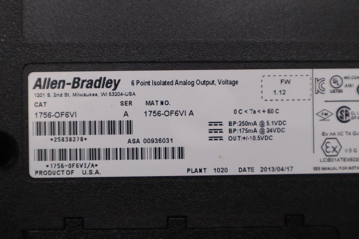 Used NEW OPEN BOX AB Allen Bradley 1756-OF6VI ControlLogix 1756OF6VI /A STK GF835