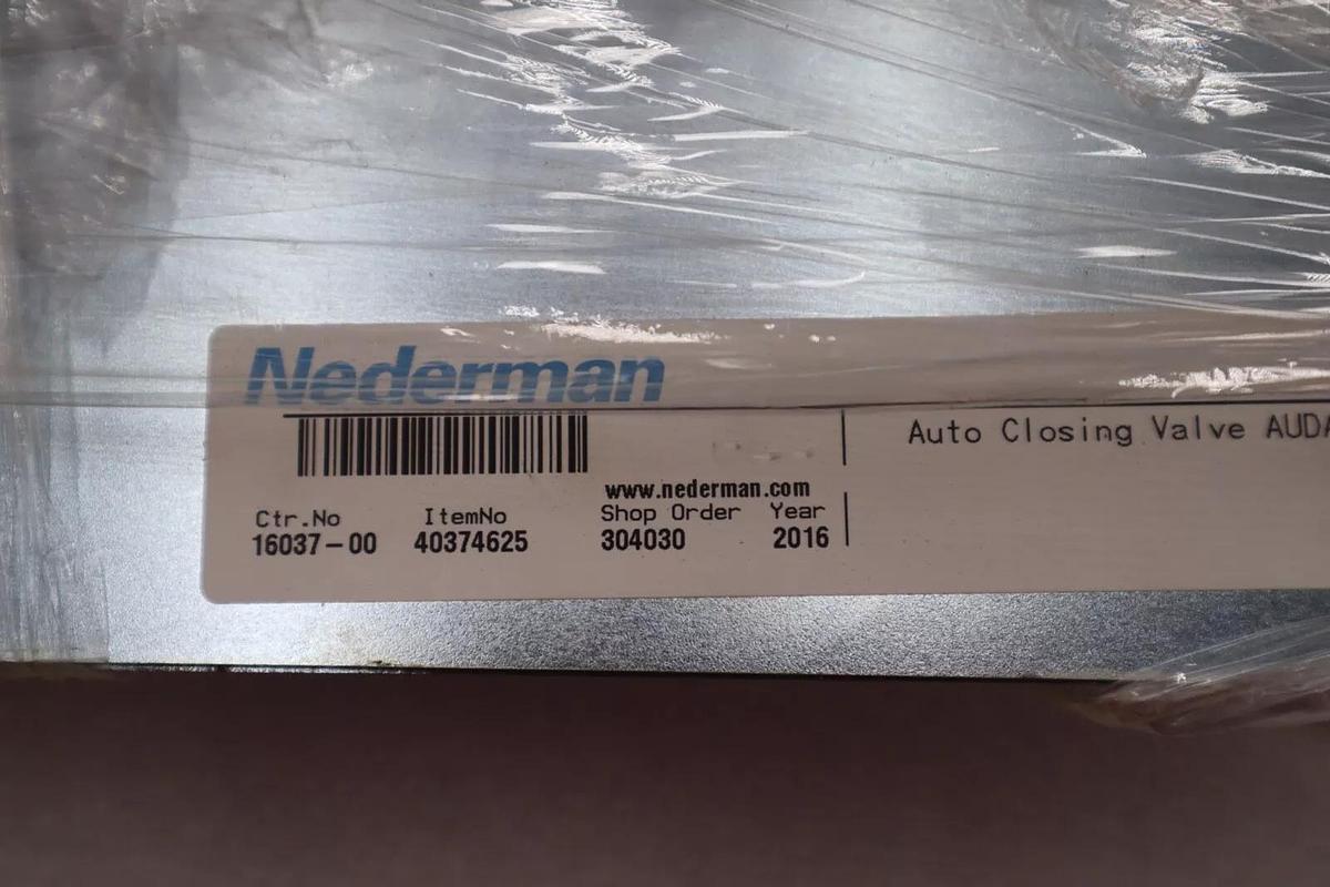 Used NEDERMAN  16037-00 AUTO CLOSING VALVE #1004A