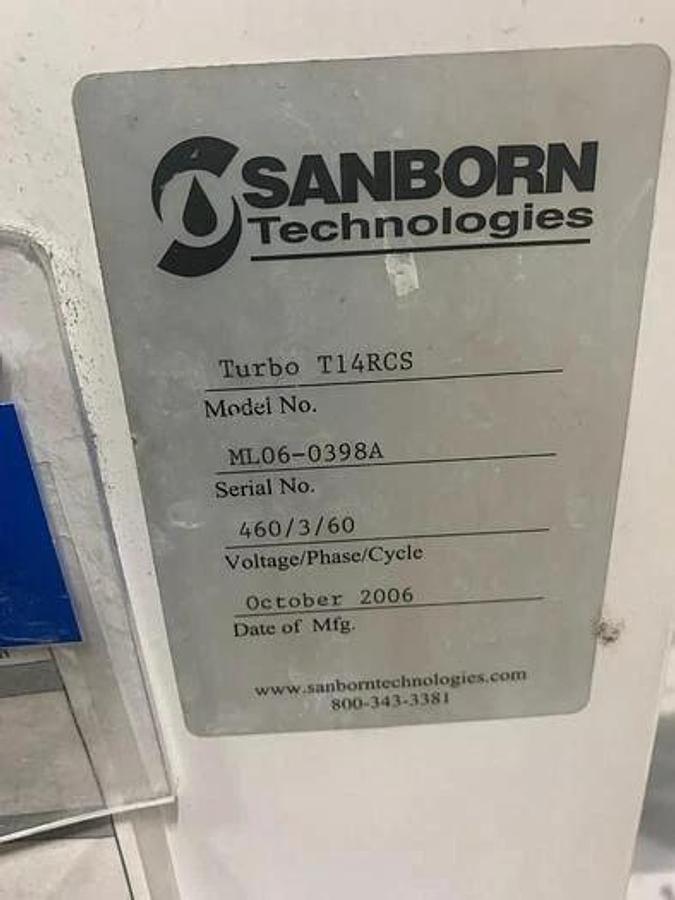 Used SANBORN TECHNOLOGIES MODEL TURBO T14RCS CENTRIFUGE 2006