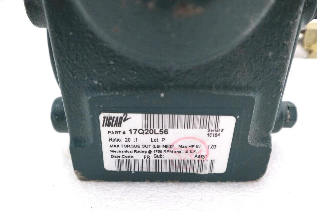 Used TIGEAR 2 17Q20L56 GEAR REDUCER 20:1 1750 RPM #S-162