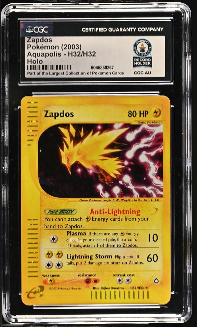 Used 2003 Pokémon Zapdos Holo Aquapolis H32 E Reader CGC WORLD RECORD SLAB 1/1