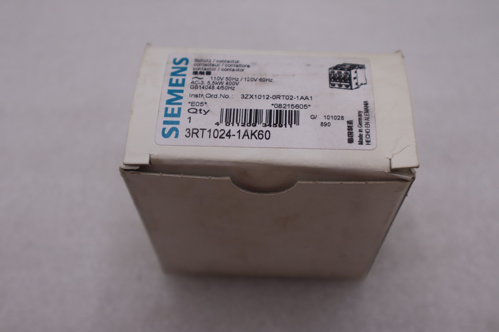 Used NEW OPEN BOX Siemens 3RT1024-1AK60 Contactor STOCK L311A